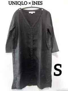 ユニクロ　イネス リネン100% チュニック ブラック Sサイズ　美品のサムネイル
