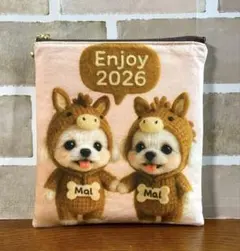 ハンドメイド　フラットポーチ　マルちゃん