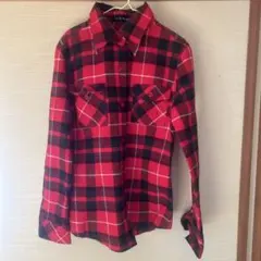 CECIL McBEE 赤緑チェック 長袖シャツ