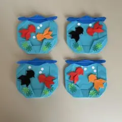 ミニ金魚鉢4点✳︎折り紙✳︎ハンドメイド✳︎壁面飾り✳︎リース✳︎お祭り✳︎夏