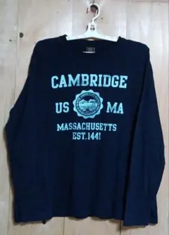 CAMBRIDGE ロゴプリント 長袖カットソー ネイビー