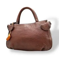 【良品】IBIZA イビサ　ブラウン　レザー ハンドバッグ　チャーム付き　大人気