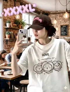 LOVE グラフィック 半袖Tシャツホワイト ちいかわ　XXXXL 大きいサイズ