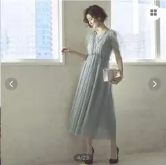 未使用近　チュール＆レーススイーツドレス　グリーン　L