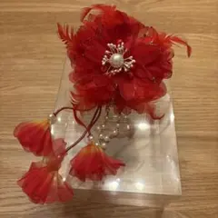 ヘアアクセサリー　髪飾り　成人式卒業式　赤　花　レッド　和装