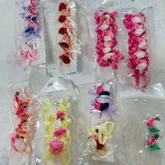 ローズモチーフリボン　サテンフラワー ペット・子供用ヘアゴム　ラッピング　推し活