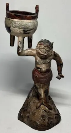 香炉 古玩 古銅 骨董 銀象嵌 置物 インテリア 工芸品 美術品 A3365