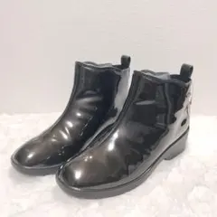未使用級★ パンジー レインシューズ エナメルブラック23cm3Eのサムネイル