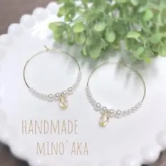 チェコビーズとパールのラウンドピアス♯14