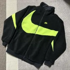 【極美品】Nike フリースジャケット ブラック/ライムグリーン