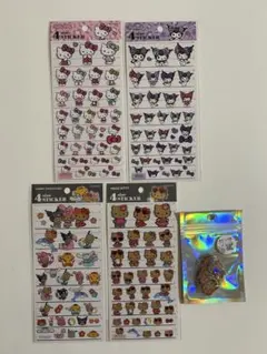 サンリオ4size sticker 4枚・キティーオーロラホログラムクリアシール