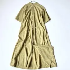 ① ヤンマ産業 会津木綿 襟付き切り替え ストライプ ワンピース です