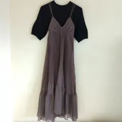 SNIDEL　シアーキャミソールレイヤードニットワンピース