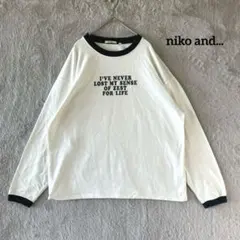 ニコアンド 長袖Tシャツ カットソー L リンガー ロゴプリント ホワイトのサムネイル