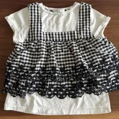 pom ponette ギンガムチェック 半袖シャツチュニックセット150cm