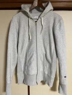Champion リバースウィーブ フルジップ　パーカー グレー　無地