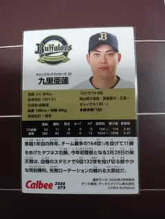 カルビー プロ野球チップス オリックス・バファローズ 九里亜蓮