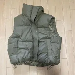 オリーブグリーン ノースリーブダウンベスト