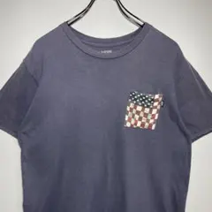 VANS バンズ　Tシャツ　サイズM ポケT アメリカ国旗　鬼フェード　古着