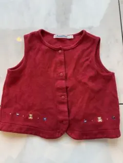 familiar 赤いベビーベスト クマ刺繍