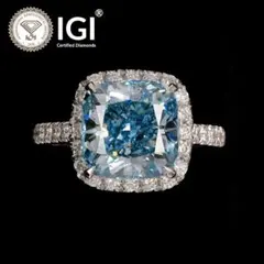 2.00ct ブルークッションカットダイヤモンドハローリング - メルカリ