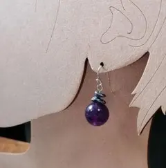 No.340　紫　アメジストとピーコックケシパール　ピアス　/イヤリング