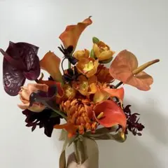 ウエディング　ウェディング　結婚式　アーティシャルフラワー　ブーケ　オレンジ