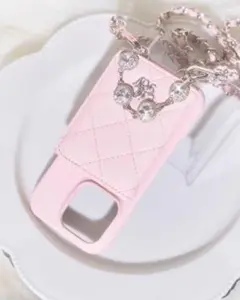 michellMacaronビジューキルティングマルチショルダー ピンクベージュ