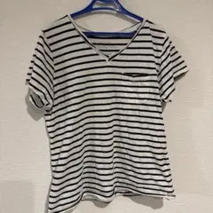 Pleasing Fabric ボーダー Tシャツ Vネック ポケット