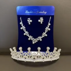 パール ティアラ ピアス ネックレス 3点セット ブライダル ウェディング