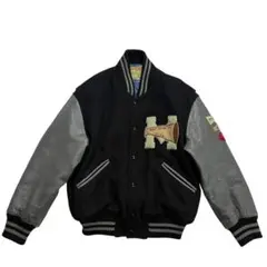 90s MAC SPORTS 袖レザー ウール スタジャン F 黒 グレーのサムネイル