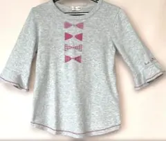 値下げ最終　ニットプランナー　カットソー　120 ライトグレー七部袖　袖口フリル