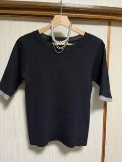 chocol raffine robe リブニット 半袖 トップス ブラック