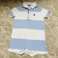 ラルフローレンベビー 水色ストライプロンパース 9M