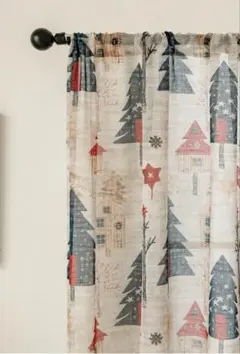 新品未使用☆クリスマス柄カーテン2枚100✖️120