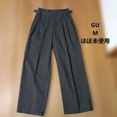 GU　ヘリンボーンハイウエストパンツ　ダークグレー　M