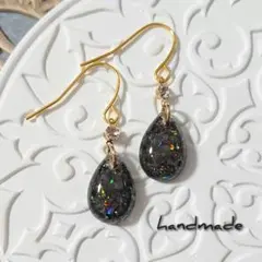 ≪315 ブラック≫レジンピアス 350円のサムネイル