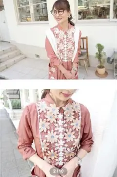 チェスティ✨フラワーレース シャツワンピース ロングワンピース 刺繍