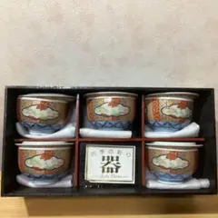 有田焼 　聖山窯　古伊万里木甲　蓋付き湯呑茶碗 汲出し揃セット5客