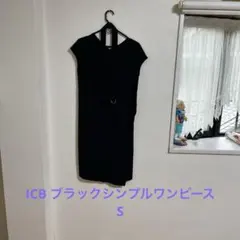 icb ブラック 半袖 ひざ丈ワンピース