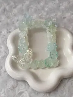 ホイップデコトレカケース　B8 緑　グリーン　硬質ケース　薔薇　蝶々