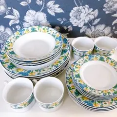 フランス ピリヴィ 大皿&小皿&カップ&ソーサー6点まとめ 送料込み