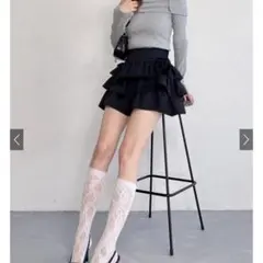 インパン裏地付きリボンティアードミニスカート