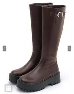 GRL サイドバックル厚底ロングブーツ/brown