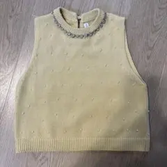 ZARA ビジュー　パール付きベスト