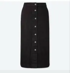 デニムフロントボタンミディスカート（丈標準 黒ロングタイトスカート デニム