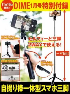 ダイム付録　自撮り棒一体型スマホ三脚のサムネイル