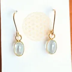 SALE☆枠留めブルートパーズ ピアス/ 16kgp 天然石