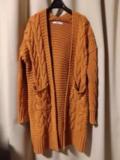 GRL ケーブル編みロングニット カーディガン キャメル