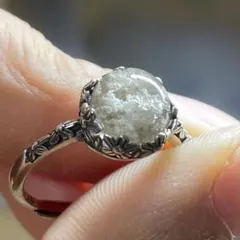 Natural stone ring, white garden quartz, high transparency, 8mm, SV925 stamped.